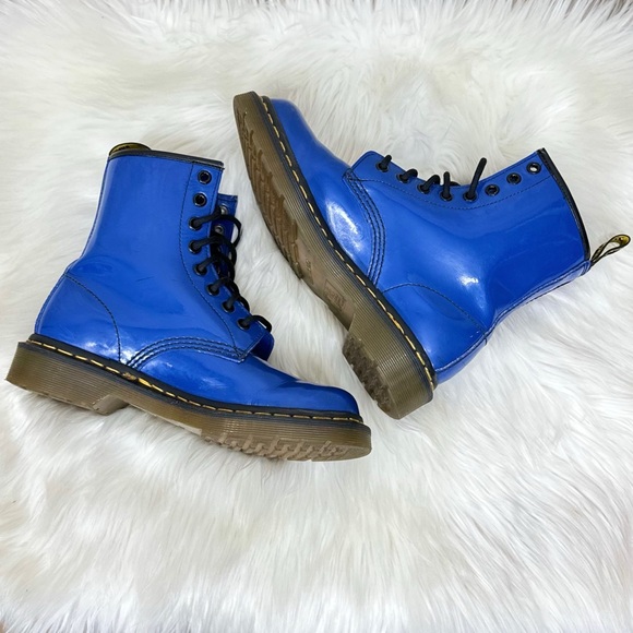 Dr. Martens Patent Leather 1460 Colbalt Blue Boots [S3121] - Picture 2 of 10